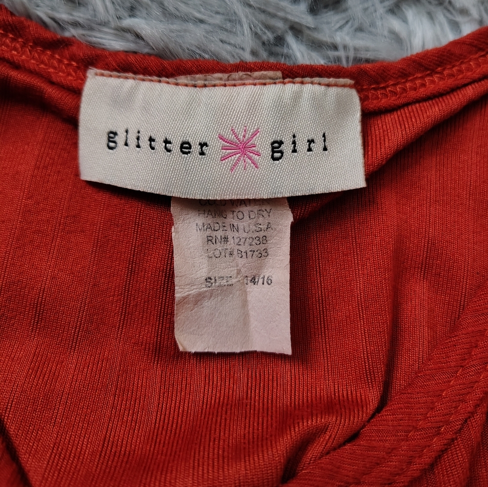 Glitter Girl Size 14/16 Burnt Orange Short-sleeve Top - Picture 6 of 8